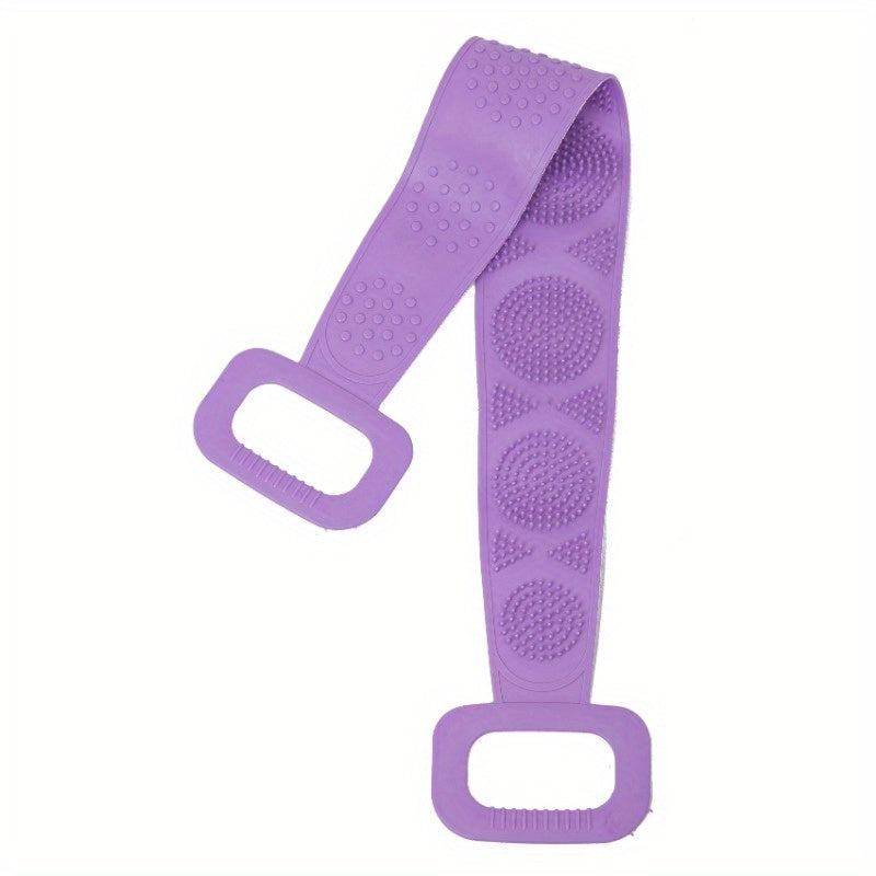 1pc Extra Long Silicone Body Scrubber - Easy Back Exfoliating Bath Brush Belt with Handle for Deep Clean & Skin Refreshing Shower Strip