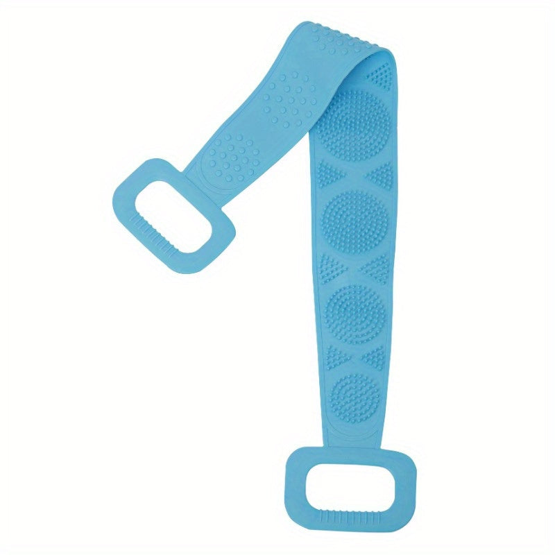 1pc Extra Long Silicone Body Scrubber - Easy Back Exfoliating Bath Brush Belt with Handle for Deep Clean & Skin Refreshing Shower Strip