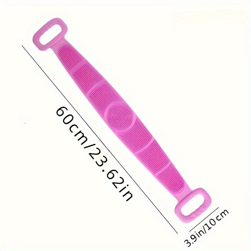 1pc Extra Long Silicone Body Scrubber - Easy Back Exfoliating Bath Brush Belt with Handle for Deep Clean & Skin Refreshing Shower Strip