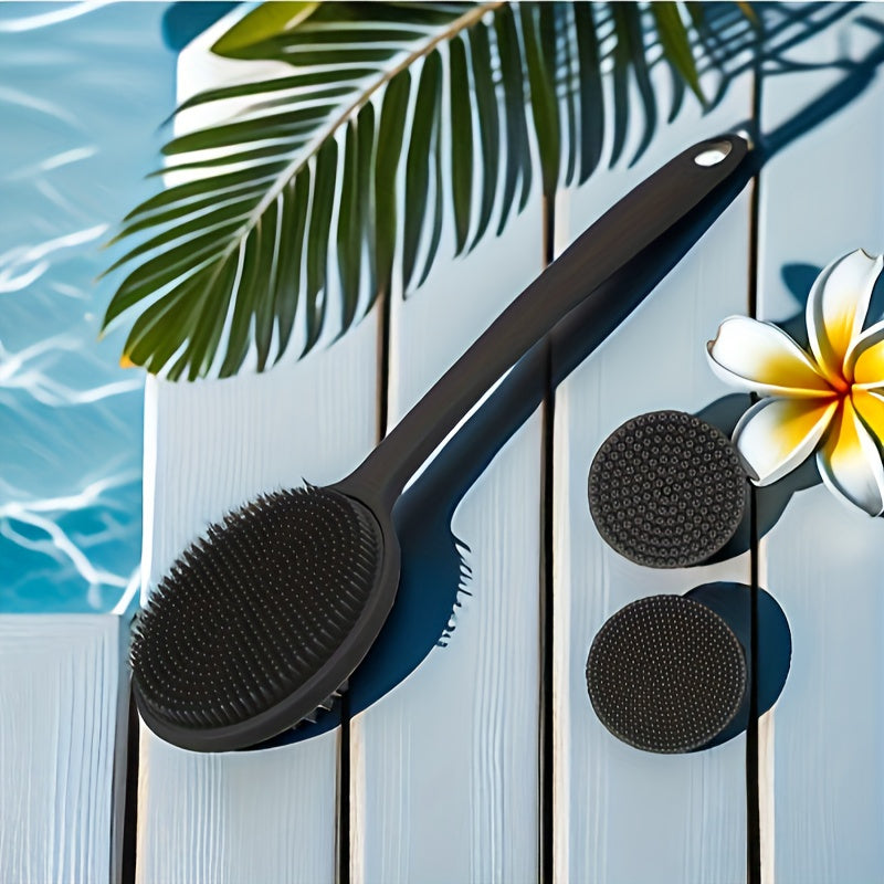 Long Handle Soft Back Cleaning Pad Ring - 1pc Shower Back Scrubber Bath Brush - Men's And Women's Bathroom Shower Accessories