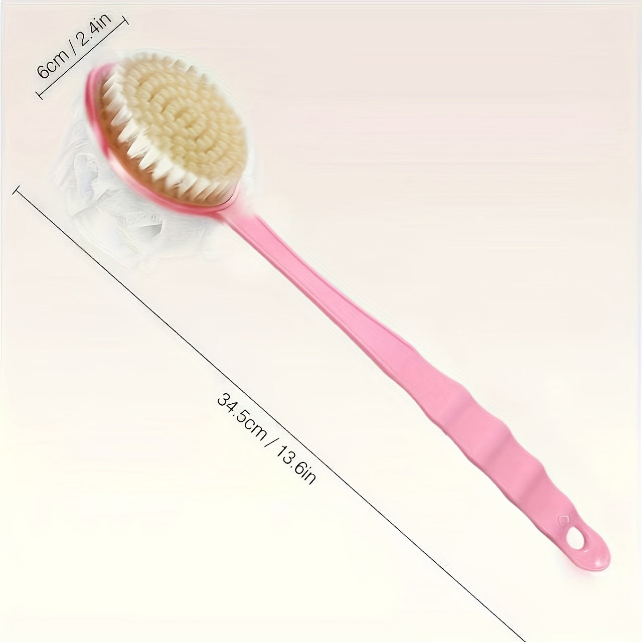 Soft Bristle Long Handle Back Scrubber with Bath Sponge, Adult Shower Brush for Exfoliation and Cleansing