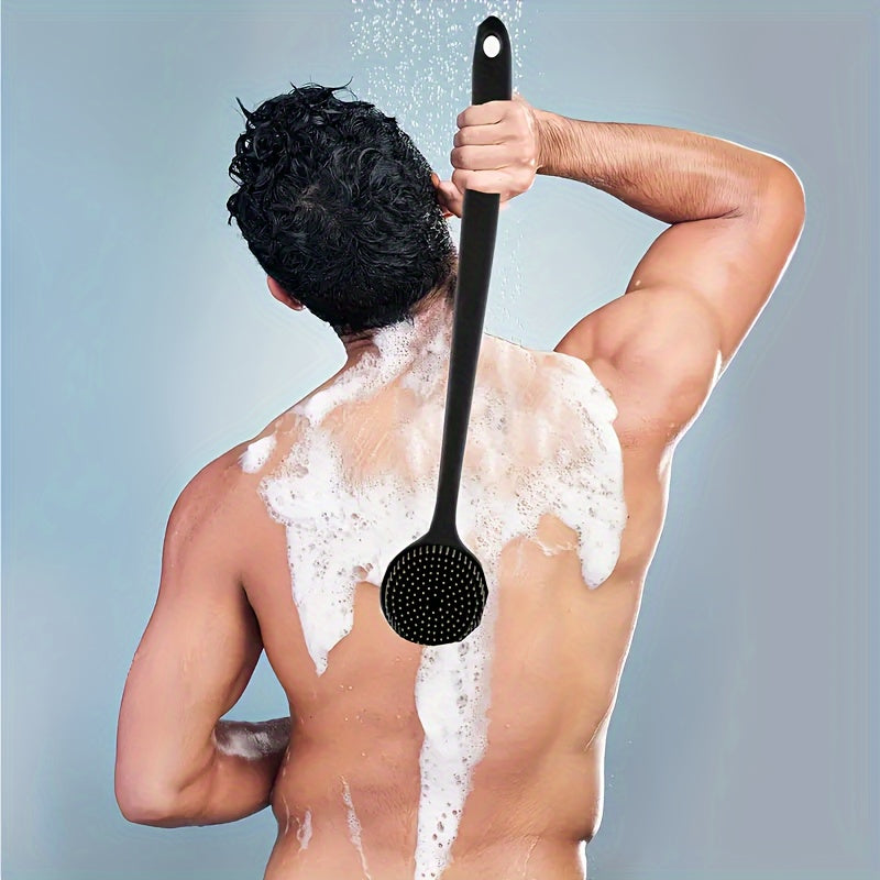 Long Handle Soft Back Cleaning Pad Ring - 1pc Shower Back Scrubber Bath Brush - Men's And Women's Bathroom Shower Accessories
