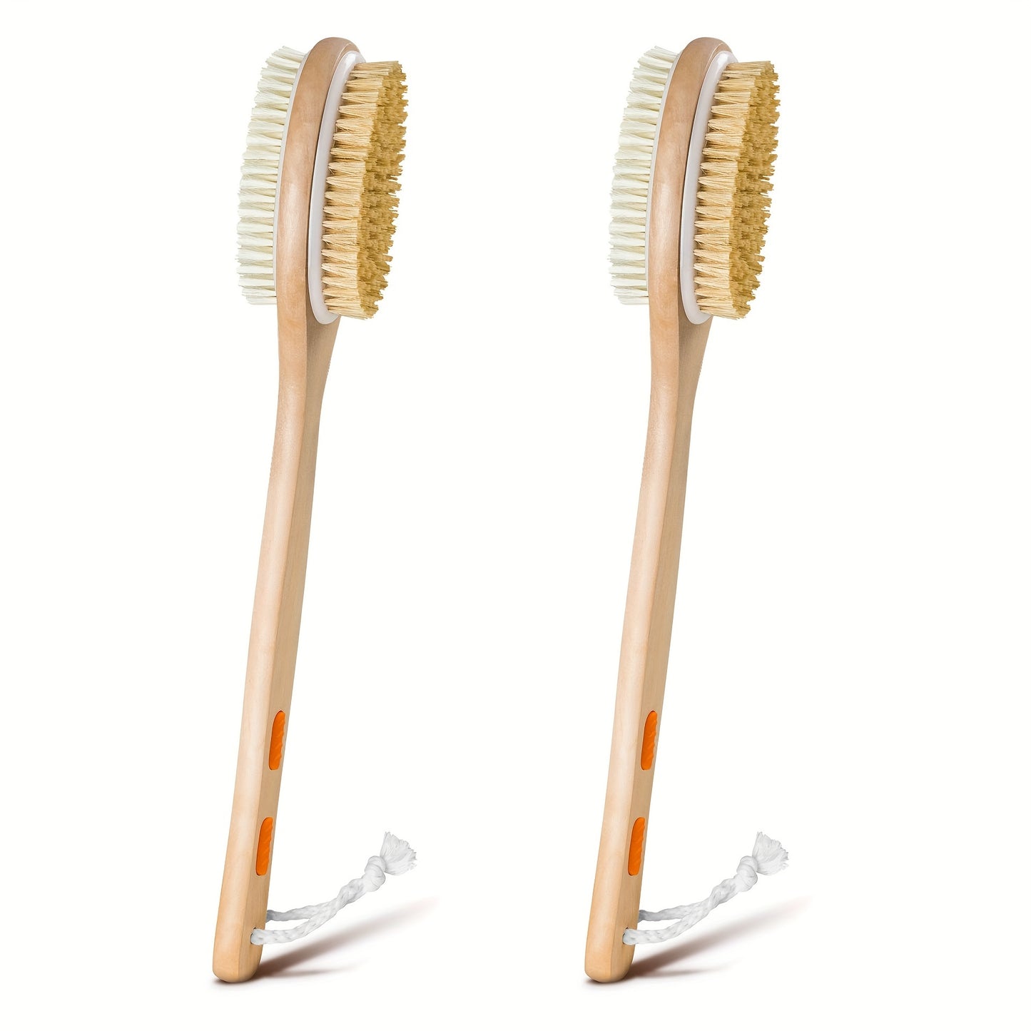 1pc Body Scrubber with Soft and Stiff Natural Bristles, Dual-Sided Long Handle Shower Brush, Back Scrubber, Body Exfoliator for Bath or Dry Brush, Bath Brush, Back Brush
