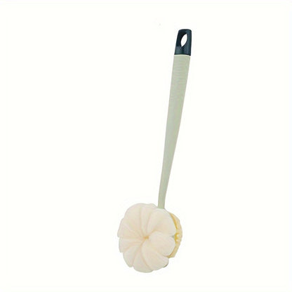 Dual-Sided Bath Body Brush with Long Handle - Non-Electric Exfoliating and Massage Back Scrubber with Bristle Brush & Loofah Sponge - Skin Cleansing and Exfoliating Tool for Men and Women - Bathroom Essentials & Accessory