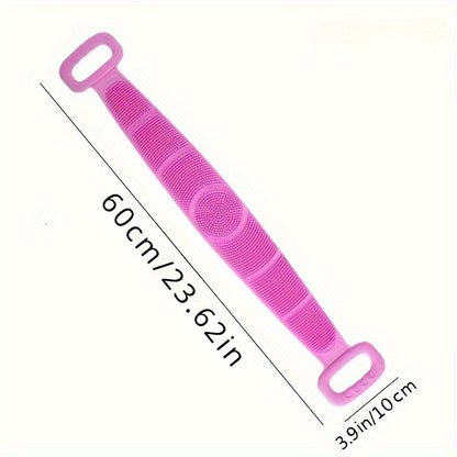 1pc Extra Long Silicone Body Scrubber - Easy Back Exfoliating Bath Brush Belt with Handle for Deep Clean & Skin Refreshing Shower Strip