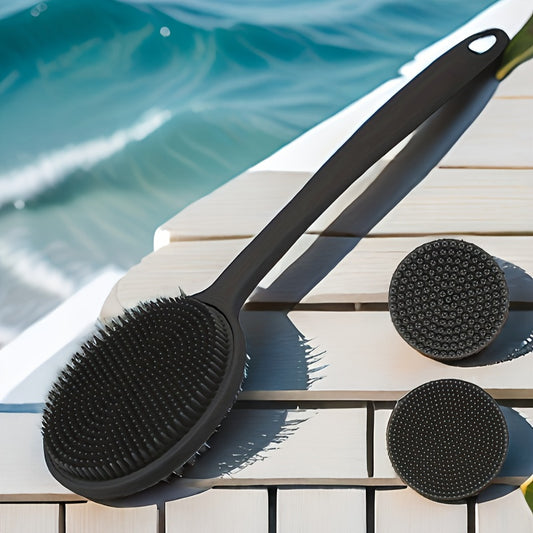 Long Handle Soft Back Cleaning Pad Ring - 1pc Shower Back Scrubber Bath Brush - Men's And Women's Bathroom Shower Accessories