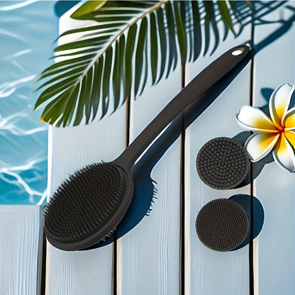 Long Handle Soft Back Cleaning Pad Ring - 1pc Shower Back Scrubber Bath Brush - Men's And Women's Bathroom Shower Accessories
