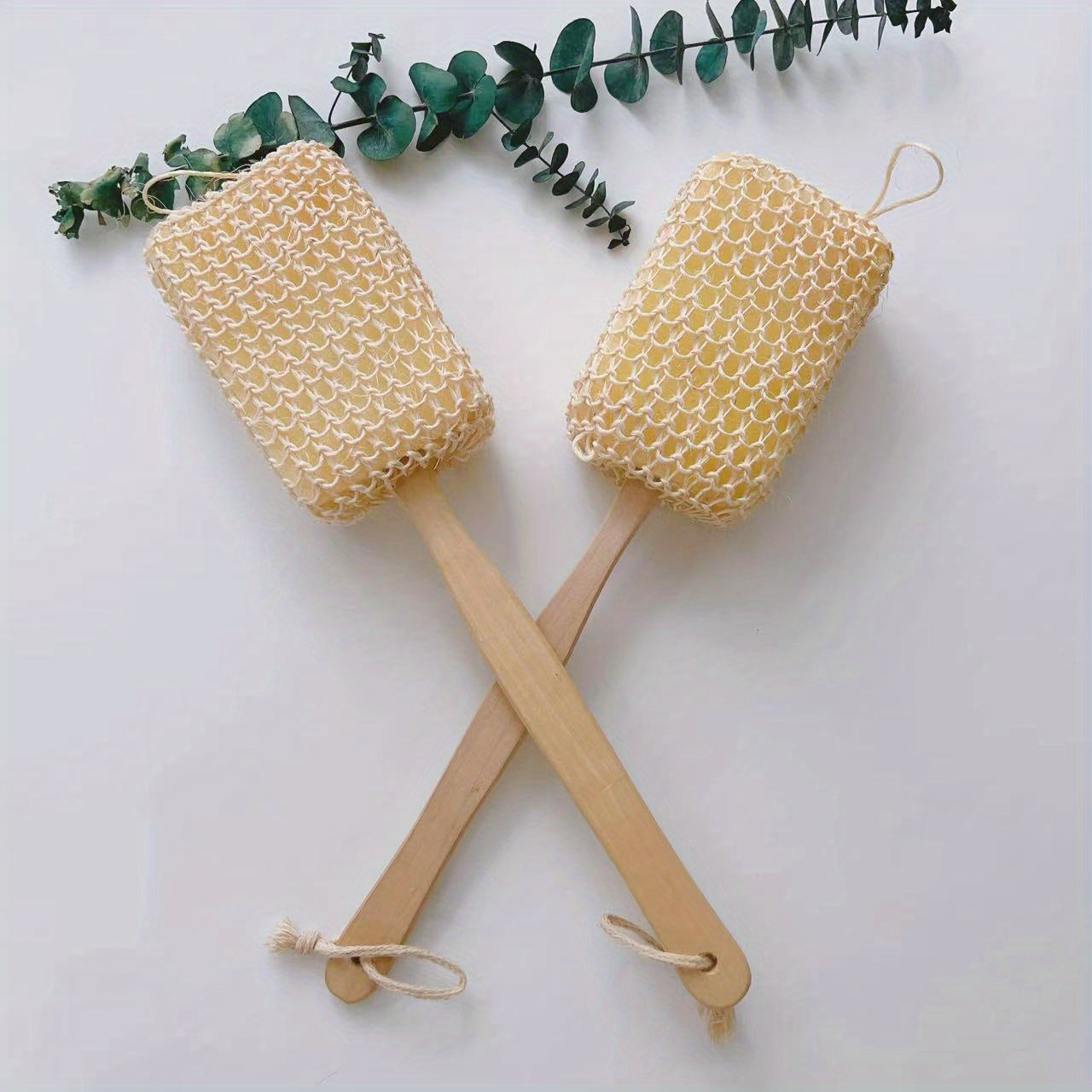 1pc Body Scrubber with Soft and Stiff Natural Bristles, Dual-Sided Long Handle Shower Brush, Back Scrubber, Body Exfoliator for Bath or Dry Brush, Bath Brush, Back Brush