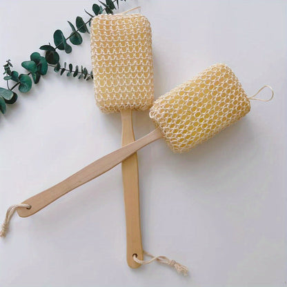 1pc Body Scrubber with Soft and Stiff Natural Bristles, Dual-Sided Long Handle Shower Brush, Back Scrubber, Body Exfoliator for Bath or Dry Brush, Bath Brush, Back Brush