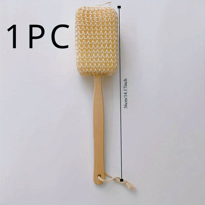 1pc Body Scrubber with Soft and Stiff Natural Bristles, Dual-Sided Long Handle Shower Brush, Back Scrubber, Body Exfoliator for Bath or Dry Brush, Bath Brush, Back Brush
